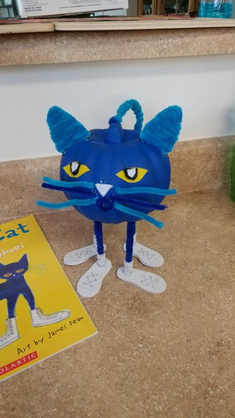 Foam pumpkin with foam felt and pipecleaners Pete The Cat Play Ball, Pete The Cat Falling For Autumn, Pete The Cat Pumpkin Book Report, Pete The Cat Pumpkin, Pete The Cat Stuffed Animal, Foam Pumpkins, Pete The Cat, Cat Pumpkin, Shoe Art