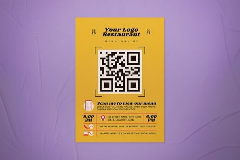 Qr Code Flyer Design, Qr Code Poster Design, Qr Code Poster, Qr Code Design, Roll Banner, Social Media Business Cards, Menu Flyer, Qr Code Business Card, Candle Night