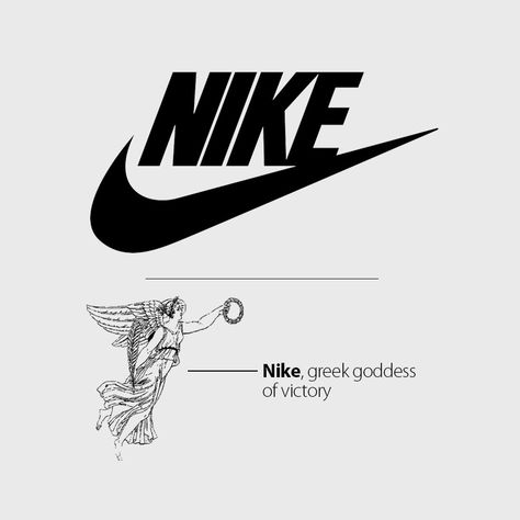 Nike name explained Nike Brand Identity, Logo Architecture, Frame Inspiration, Logo Evolution, Architecture Logo, Nike Branding, Nike Brand, Greek Goddess, Design Thinking