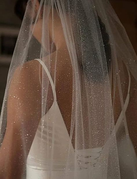 Amazon.com: ELAWBTY 1 T Plain Glitter Tulle Veil 5 M Long Wedding Bridal Veil F47 Ivory : Everything Else Billionaire Wedding, Destination Vow Renewal, Bride Glam, Disney Cruise Wedding, Sparkle Veil, Wedding Veil Cathedral, Wedding Ideas Vintage, Elegant Veils, Simple Veil