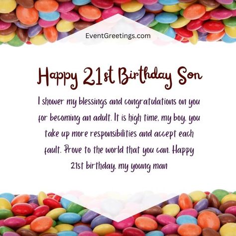 35 Exclusive Happy 21st Birthday Son Wishes Happy 21st Birthday Son From Mom, Wish For My Son, Happy 21st Birthday Son, 21st Birthday Messages, 21st Birthday Crown, 21st Birthday Wishes, Unique Birthday Wishes, Happy Birthday Son, Funny Birthday Cakes