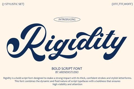 Rigidity - Bold Script Font, Script and Handwritten ft. bold & font - Envato Elements Bold Script Font, Script Fonts Design, Script Typeface, Creative Typography, Bold Fonts, Bold Typography, Script Lettering, Uppercase And Lowercase Letters, Font Names