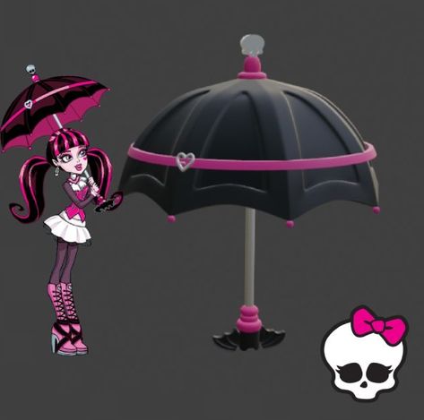 Monster High Draculaura Parasol Opened OOAK. An opened version of the parasol that comes with the signature Draculaura doll. Draculaura Umbrella, Draculaura Doll, Monster High Draculaura, Arte Monster High, Uniform Accessories, Umbrellas Parasols, Drawing Base, Tag Art, Monster High