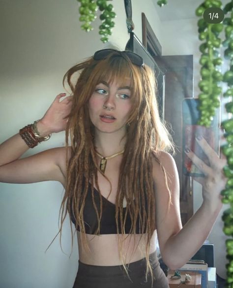 Partial Dreads With Bangs, Hairstyles With Dreads, Dreads With Bangs, Partial Dreadlocks, Half Head Dreads, Langer Pony, Native American Hair, Hippie Dreads, Boho Hair Wrap