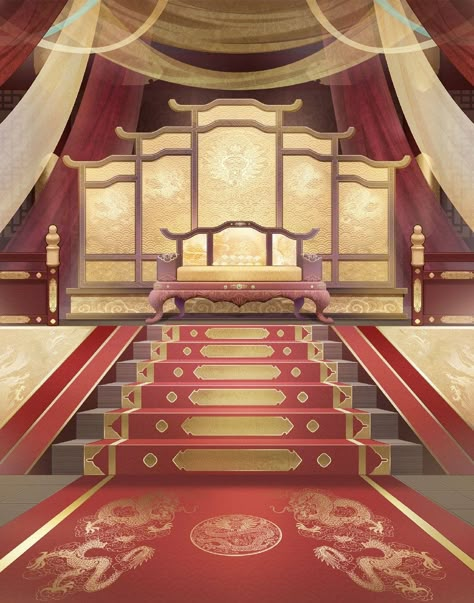 Chinese Room, Chinese Palace, Ancient Chinese Architecture, Anime Places, Episode Backgrounds, Bg Design, Fantasy Rooms, Throne Room, Fantasy Castle