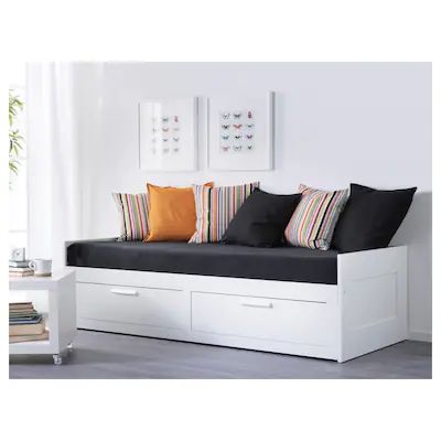 daybed - Search - IKEA Lit Banquette 2 Places, Divan Cama, White Daybed, Day Bed Frame, Sofa Daybed, Murphy Bed Ikea, Modern Murphy Beds, Murphy Bed Plans, Painted Drawers