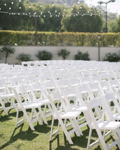 white folding chairs for outdoor ceremony White Ceremony Chairs, White Garden Chairs Wedding, Outdoor Wedding Ceremony White Chairs, White Folding Chairs Wedding, White Chiavari Chairs Wedding Ceremony, White Folding Chairs Wedding Ceremony, White Folding Chairs, Classic Garden, Los Angeles Area