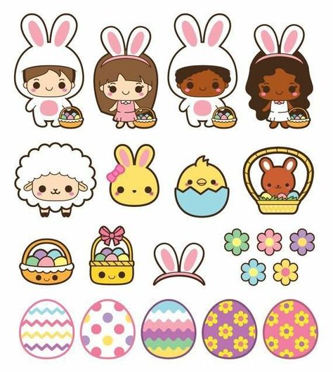 Easter Egg Drawing, Easter Dyi, Easter Drawings, Bee Pictures, Easter Illustration, Kawaii Diy, Easter Stickers, Easter Images, Unicorn Stickers