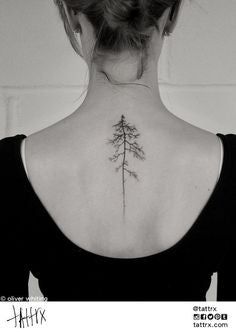 Simple Tree Tattoo, Tree Tattoo Meaning, Pine Tattoo, Tree Tattoo Back, Tattoo Tree, Tree Tattoos, Pine Tree Tattoo, Stylish Tattoo, Spine Tattoos For Women