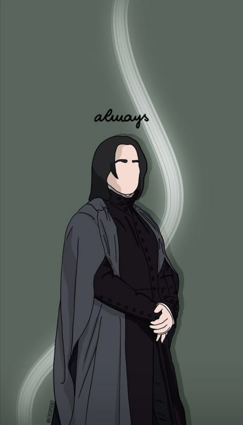 Snape Drawing, Snape Wallpaper, A Cute Wallpaper, Hp Wallpaper, Harry Potter Painting, Harry Potter Background, Light Green Background, Harry Potter Severus Snape, Harry Potter Illustrations