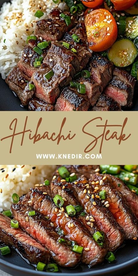 Bring the magic of Japanese steakhouses to your kitchen with this Perfect Hibachi Steak Recipe! 🥩🔥 Juicy, tender steak seasoned to perfection and seared with veggies for that authentic hibachi flavor. Great for date nights, family dinners, or impressing friends with your cooking skills. Pair with fried rice or noodles for a complete meal. Try it today! #HibachiRecipe #JapaneseSteak #DinnerIdeas #HomemadeHibachi #EasyMeals 🍜🥢 Hibachi Steak Recipe, Japanese Food Hibachi, Hibachi Noodles, Hibachi Steak, Hibachi Recipes, Steakhouse Recipes, Japanese Steak, Steak And Rice, Restaurant Steak