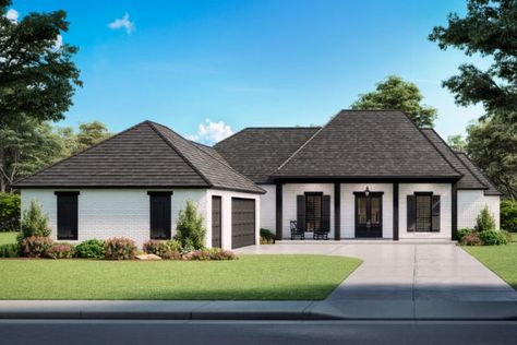 Discover Floorplans | Custom Designs and Floorplans | Madden Parking Courtyard, House Plan With Courtyard, Madden Home Design, Ukraine Culture, Acadian House Plans, Brick Shelves, Porch Supports, Courtyard Garage, Custom Tile Shower