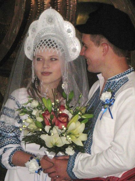 Russian wedding in traditional style #weddings Russian Orthodox Wedding, Russian Wedding Traditions, Russian Wedding Dress, Slavic Wedding, Ukraine Wedding, Slavic Girl, Slavic Clothing, Russian Love, Slavic Culture