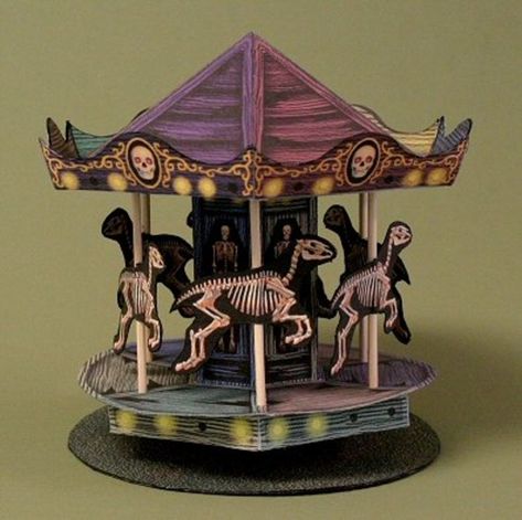 Paper Diorama, Papercraft Download, Haunted Dollhouse, 90s Goth, Halloween Miniatures, Halloween Village, Merry Go Round, Halloween Paper, Paper Houses