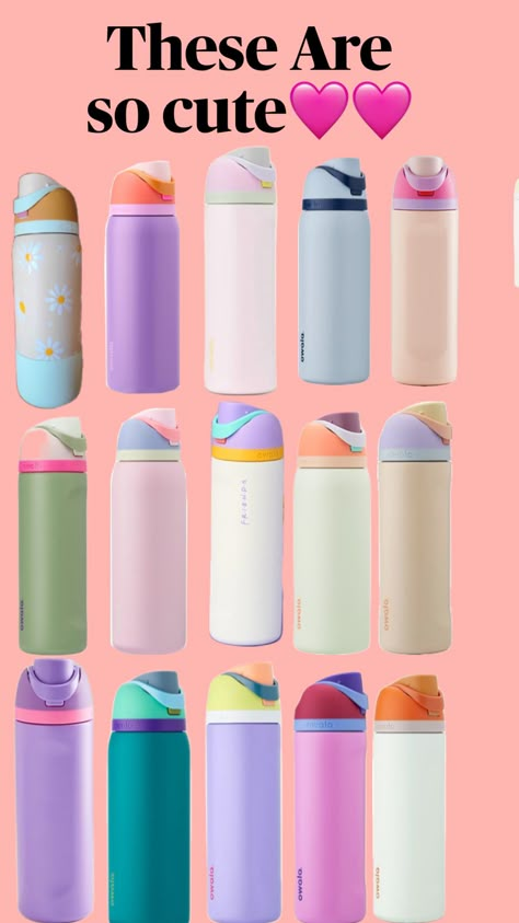 #owala #summer #waterbottles Pretty Owalas, Cute Water Bottles Preppy, Preppy Air Up Water Bottle, Cute Water Bottles Insulated Cheep For Teens, Pastel Owala Water Bottle, Cute Owala Water Bottle Colors, Clear Backpacks, School Shopping List, School Wishlist