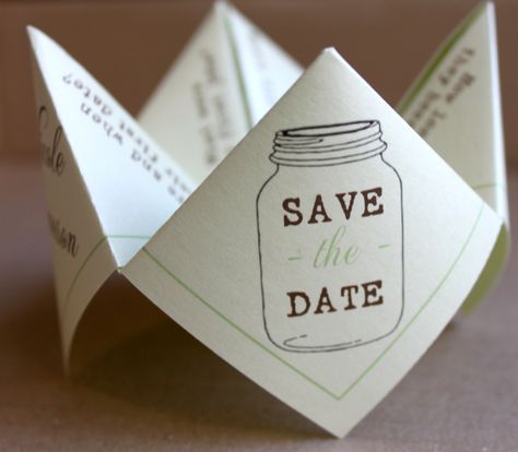 15 Amazing ideas for seriously creative save the dates 2016! Sabe The Date, Safe The Date, Save The Date Inspiration, Save The Date Ideas, Cootie Catcher, Diy Save The Dates, Unique Save The Dates, Creative Wedding Invitations, Havana Nights