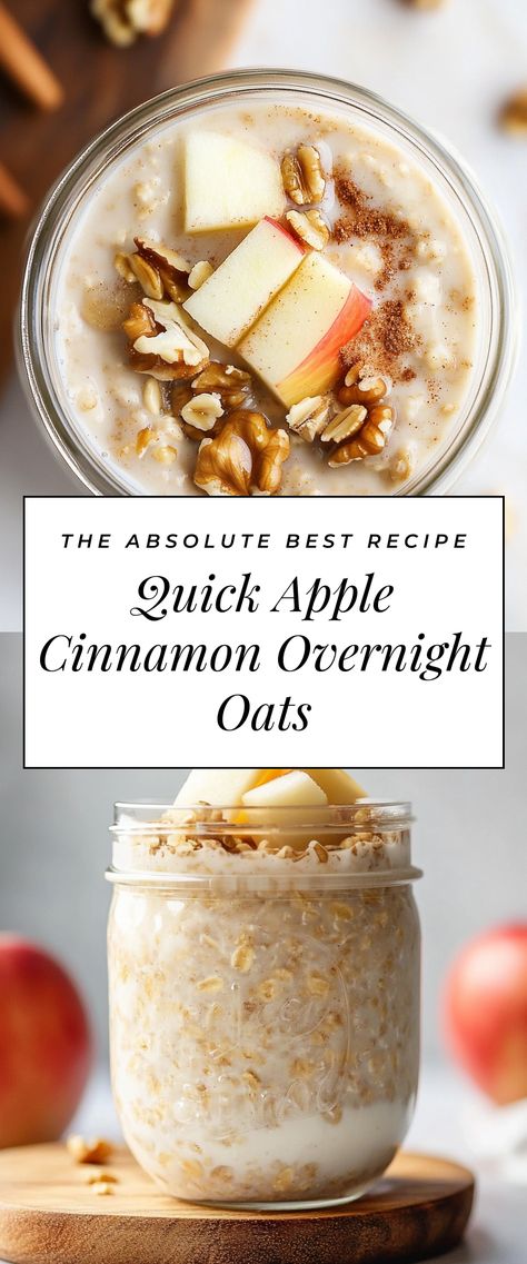 Image for Quick Apple Cinnamon Overnight Oats Overnight Apple Cinnamon Oatmeal, Healthy Overnight Oats Clean Eating, Cinnamon Apple Overnight Oats, Apple Cinnamon Overnight Oats, Over Night Oats, Cinnamon Overnight Oats, Apple Overnight Oats, Best Overnight Oats Recipe, Oatmeal Diet