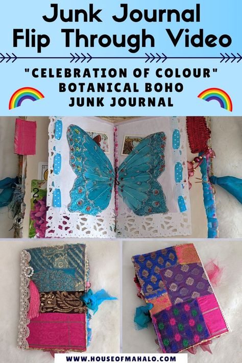 Watch my latest junk journal flip through video to see how my botanical boho junk journal turned out. I hope it's full of inspiration for you! | Boho Junk Journal | Boho Junk Journal Ideas Boho Junk Journal Ideas, Boho Junk Journal, Junk Journal Ideas, Recycled Paper Crafts, Tissue Paper Crafts, Mail Ideas, Journal Idea, Glue Book, Kids Journal