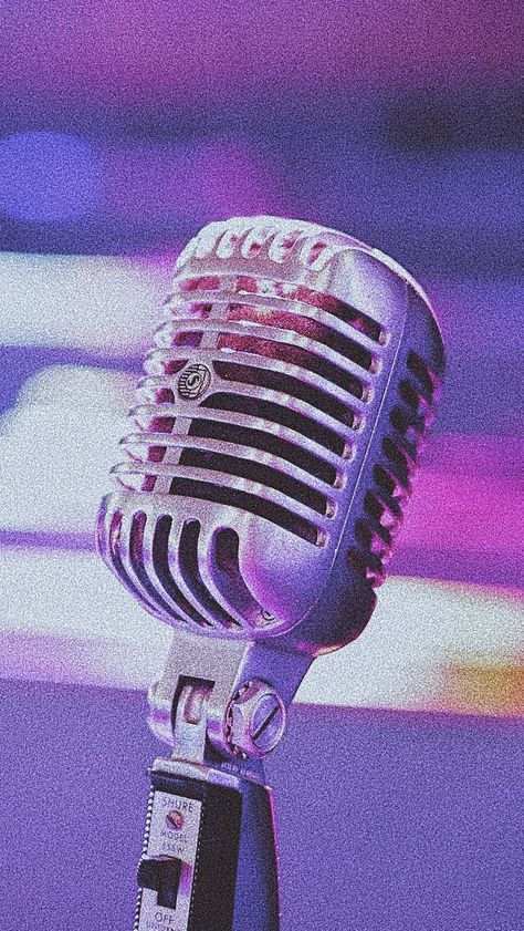 Microphone Purple Aesthetic, Purple Singer Aesthetic, Bright Music Aesthetic, Purple Music Aesthetic, Robin Background, Purple Microphone, Pop Music Aesthetic, Microphone Aesthetic, Demon Stories