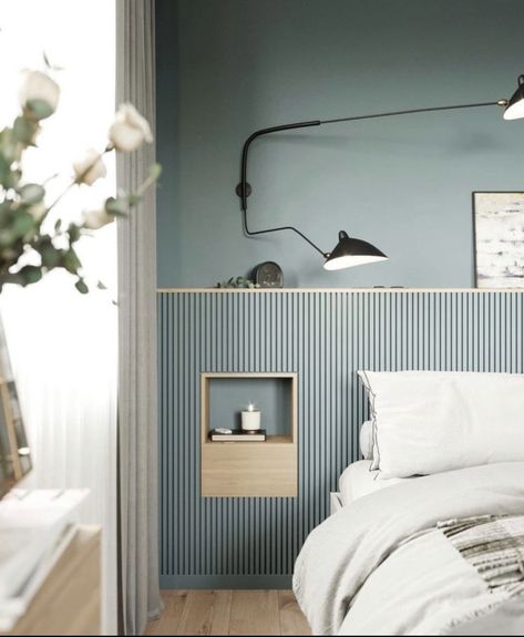 Half Wall Paneling, Half Wall Paneling Ideas, Wall Paneling Ideas, Paneling Ideas, Flat Inspiration, Interior Studio, Wall Panels Bedroom, Bedroom Wall Designs, Bedroom Master