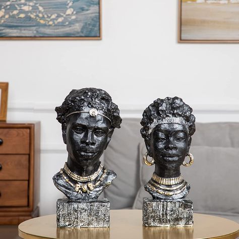 African Statues, Black Gods, African Figurines, Black Figurines, Living Room Antique, Woman Statue, African Inspired Decor, Tattoo Concepts, Statue Decor