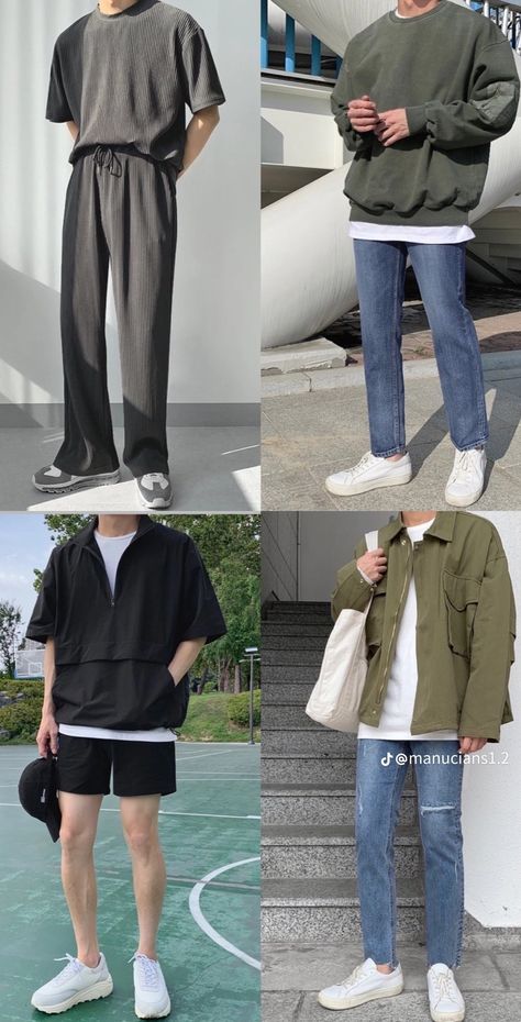 Style Cowok Korea, Pambahay Outfits, Earth Tone Outfits Men, Softboy Aesthetic Outfits Men, Outfit Cowo, Boy Outfits Aesthetic, Outfit Cowok, Korean Street Fashion Men, Mens Smart Casual Outfits