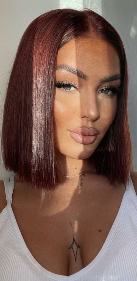 Asian Hair Color Short, Red Silver Hair, Best Hair Color For Grey Eyes, Chic Auburn Brown Hair, Burgundy Long Bob, Deep Strawberry Blonde Hair, Auburn Straight Hair, Hair Colour For Pale Skin And Blue Eyes, Dark Auburn Bob Haircut