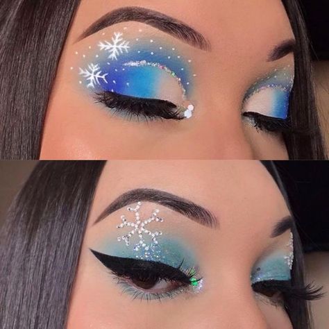 UNDERRATED MUAs & MAKEUP IDEAS on Instagram: "TOP OR BOTTOM? Pick your favorite winter look. Follow 👉 @azra_caylana 👈👈 for more great makeup shots and beautytips 👄 💄 CREDITS: 👉 @underrated_rising_mua_stars 👉 @azra_caylana (profile picture credit) follow for more makeup post and more inspiring looks + opportunity to get featured. @chelseea.xo (credit for the amazing looks in this post) ................ ———————————————- ❤️❤️❤️❤️❤️❤️ SUPPORT THESE TALENTED BEAUTIES ❤️ WANT TO GET FEATURED FO Winter Eyeshadow, Christmas Makeup Looks, Xmas Makeup, Christmas Eyeshadow, Christmas Eye Makeup, Blue Makeup Looks, Great Makeup, Rhinestone Makeup, Christmas Makeup Look