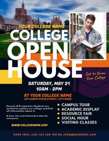 Open House Flyer, School Open House, House Poster, College Tour, Social Media Posting Schedule, College Names, Free College, Educational Poster, Creative Poster Design