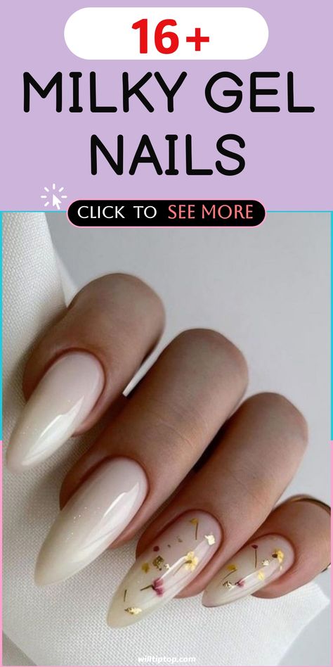 Elevate your manicure with the sophisticated Milky Gel Nails! Create an elegant look with shades like soft ivory, blush pink, or creamy white. The high-gloss finish and luxurious feel offer long-lasting wear. Treat yourself to this pampering session for nails that are both chic and durable! Beige Milky Nails, Milky White Manicure, Milky Nails Ideas, Milky Gel Nails, Milky White Nail Art, White Manicure, Nails Collection, Milky Nails, Diy Nails At Home