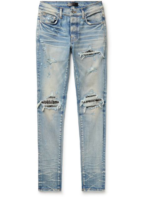 Rocker Aesthetic, Tattered Jeans, Mike Amiri, Hype Clothing, Denim Inspiration, Jeans For Men, Streetwear Men, Streetwear Men Outfits, Bandana Print