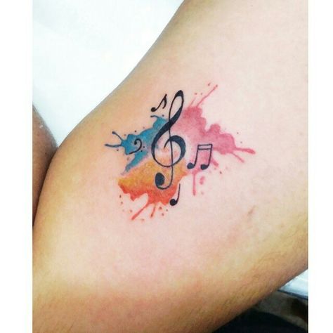 Watercolor Tattoo Music, Tattoo Music, Ink Inspiration, Music Tattoos, Matching Tattoos, Music Note, Music Notes, Small Tattoos, Watercolor Tattoo