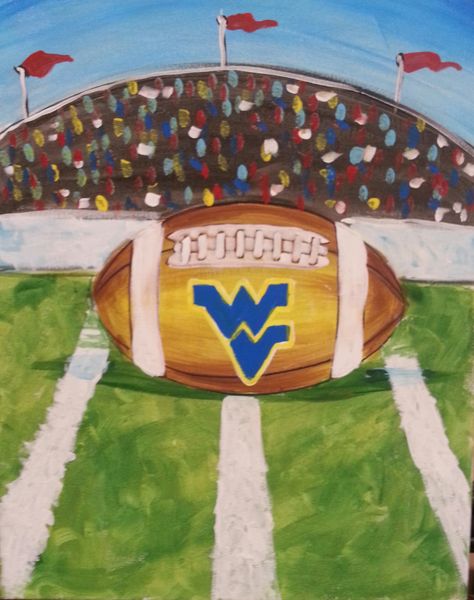 football stadium Football Acrylic Paintings, Sport Painting Ideas, Football Stadium Painting, Football Field Painting, Football Painting Ideas, Football Canvas Painting, Football Painting, College Football Art, Football Paintings