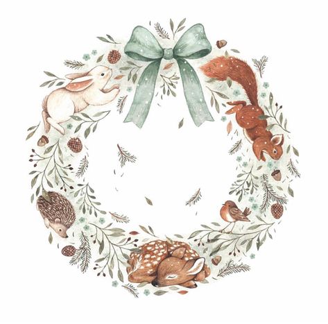 Idee Babyshower, Wreath Illustration, Watercolor Wreath, Snow Tree, 카드 디자인, Illustration Ideas, Watercolor Ideas, Tree Illustration, Baby Scrapbook