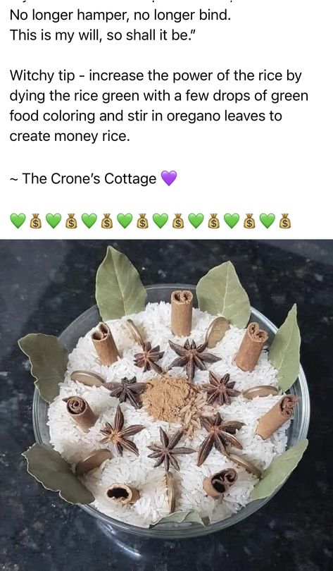 Rice Meaning Witchcraft, Protection Bowl Spell, Money Rice, Money Bowl, Money Spells Magic, Wicca Recipes, Spells Magic, Hoodoo Spells, Money Spells That Work