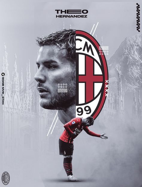 Theo Hernandez, Football Artwork, Cr7 Wallpapers, Soccer Inspiration, مانشستر سيتي, Sports Design Inspiration, Creative Flyer Design, Sport Banner, Soccer Poster