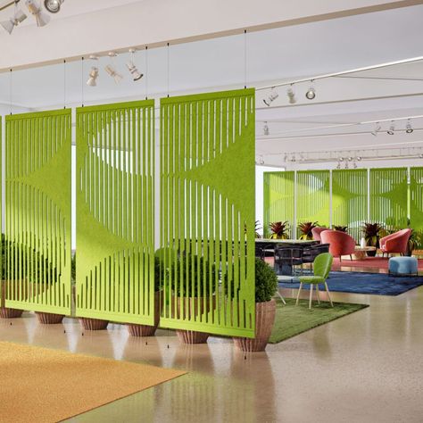 Dividers & Partitions - Frasch - Open Office Acoustical Solutions Partition Designs, Screen Partition, Ceiling Types, Open Space Office, Divider Screen, Acoustic Solutions, Sound Absorption, Partition Design, Open Office