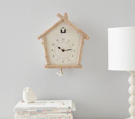 Birch Cuckoo Clock | Pottery Barn Kids Nursery Wall Decor Ideas, Birch Floors, Business Interior, Swiss Chalet, Cool Clocks, Decor Wallpaper, Wall Decor Ideas, Insulated Lunch Box, Mattress Pads