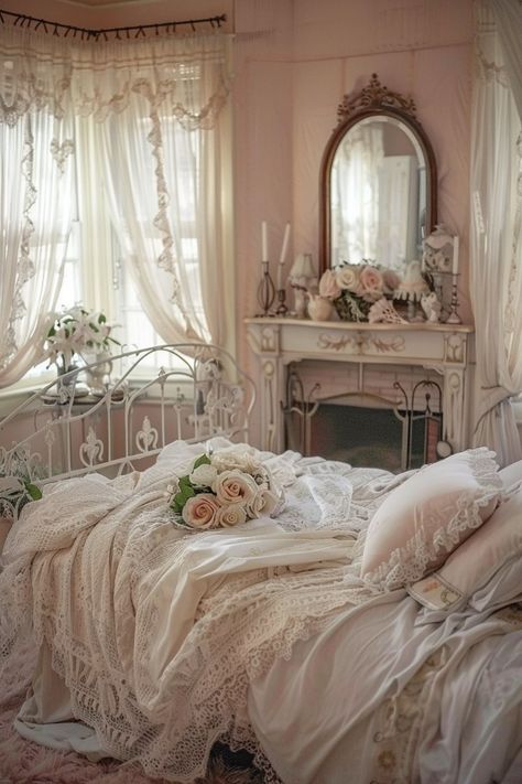 17 Victorian Bedroom Interior Ideas For Your Inspiration! - My Decor Inspo Bridgerton Inspired Bedroom Decor, Cottage House Interior Bedroom, Victorian Bedroom Pink, French Room Ideas, Old Lady Aesthetic Room, Victoria Bedroom Ideas, Victorian Room Design, Bedroom Inspirations Victorian, Small Victorian Bedroom Ideas