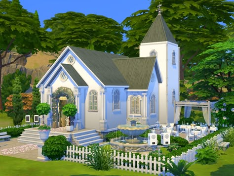 Sims 4 Wedding Venue Indoor, Sims 4 Wedding Chapel, Sims 4 Church Cc, Sims 4 Lots, Sims Wedding, Hi Its Me, Sims 4 Restaurant, Sims 4 Cottage, Lotes The Sims 4