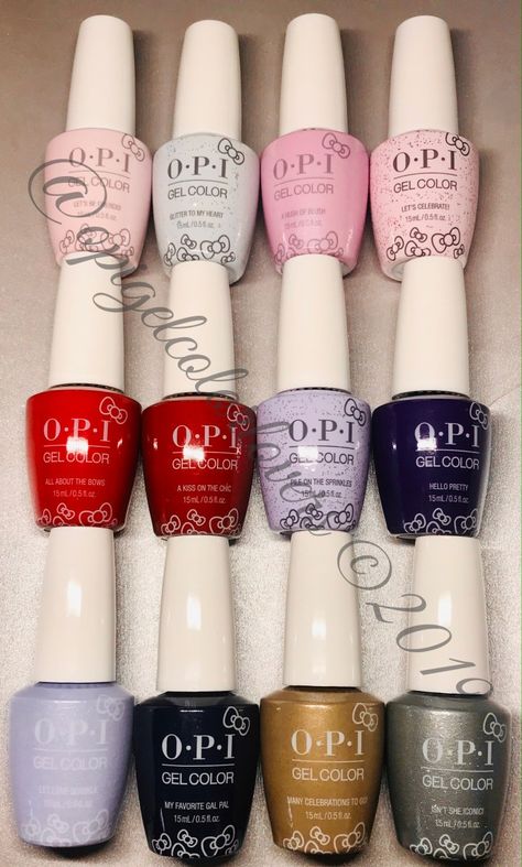 Hello Kitty Winter/Holiday 2019 Opi Hello Kitty Collection, Winter Hello Kitty, Hello Kitty Winter, Hello Kitty Opi, Hello Kitty Holiday, Opi Collections, Glitter Ring, Hello Pretty, Nails Polish