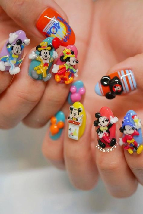 Add a touch of magic with a Mickey Mouse 3D nail set by @naaaaa_ho.nail, featuring everyone’s favorite Disney character in charming detail for an enchanting manicure with timeless appeal. Craving a nail makeover? Your journey begins at nailustrous.com! Dive into our article for a wealth of captivating nail art ideas and transform your nails into works of art! Nail Makeover, Cartoon Nail Designs, Mickey Mouse Nails, Mickey Nails, Disney Balloons, 3d Nail Designs, 3d Nail Art Designs, Nail Art Disney, Nail Style