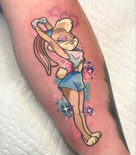 Lola Bunny Tattoo, Bunny Tattoo Ideas, Tattoo Ideas Stencil, Tattoos Disney, Disney Inspired Tattoos, Tattoos Cool, Bunny Tattoo, Blue Rose Tattoos, Finger Tattoo For Women