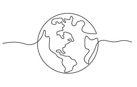 Globalization Drawing, Earth Line Art, World Map Minimalist, World Map Line Art, World Outline, Globe Drawing, Continuous Line Tattoo, Map Minimalist, Globe Earth