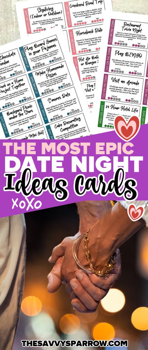 The Most EPIC Date Night Ideas - Printable Date Idea Cards to Make a Date Jar!💑🏻#LoveStory #RomanticEncounters #HeartfeltConnections #DateNightIdeas #SoulmateSearch #FlirtyFridays #CandlelitDinners #StarryEyedMoments #LoveQuotes #DreamyDates #WhisperedPromises #AmourAdventures Free Printable Date Night Cards, Date Night Roulette, Printable Date Night Cards, Index Card Challenge Date Night, Date Night Printables Free, Date Night Cards Ideas, Relationship Printables, Free Date Night, Date Night Cards