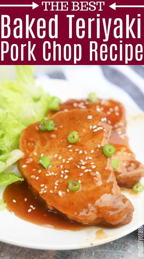 Easy dinner recipe that the family loves. Teriyaki Pork Chops #dinner #pork Teriyaki Pork Chops In The Oven, Baked Teriyaki Pork Chops, Teriyaki Pork Chops, Dinner Pork, Pork Dinners, Teriyaki Pork, Diner Recipes, Baked Pork, Food Garnishes