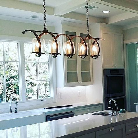 Lighting Ideas Kitchen, Light Fixtures Kitchen, Eclectic Lighting, Colorado Style, Fixtures Kitchen, Island Light Fixtures, House Planning, Arizona House, Rustic Light Fixtures