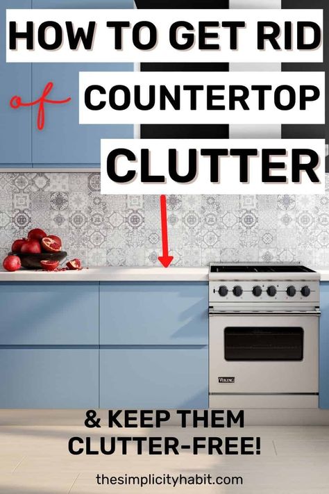 Tired of clutter collecting on your countertops? Read on for decluttering tips on how to reclaim more counter space and how to keep your counters clutter-free. You'll enjoy using your kitchen so much more! Get the free decluttering worksheet to help you start decluttering your home. #clutter #counter #declutter Clutter Free Kitchen Countertops, Declutter Kitchen Countertops, Organizing Motivation, Counter Organization Ideas, Kitchen Counter Organization Ideas, Counter Clutter, Clutter Free Kitchen, Tidy House, Kitchen Counter Organization