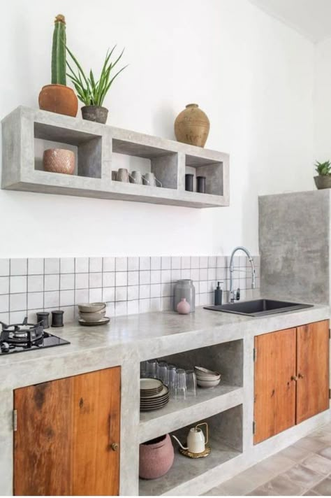 Dirty Kitchen Design, Modern Moroccan Style, Industrial Kitchen Design, Outdoor Kitchen Design Layout, Small Kitchen Decor, Concrete Kitchen, Modern Moroccan, House Design Kitchen, Kitchen Room Design