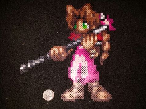 FF7 Aerith perler Ff7 Aerith, Final Fantasy X, Perler Beads, Final Fantasy, Pixel Art, Beads, Art